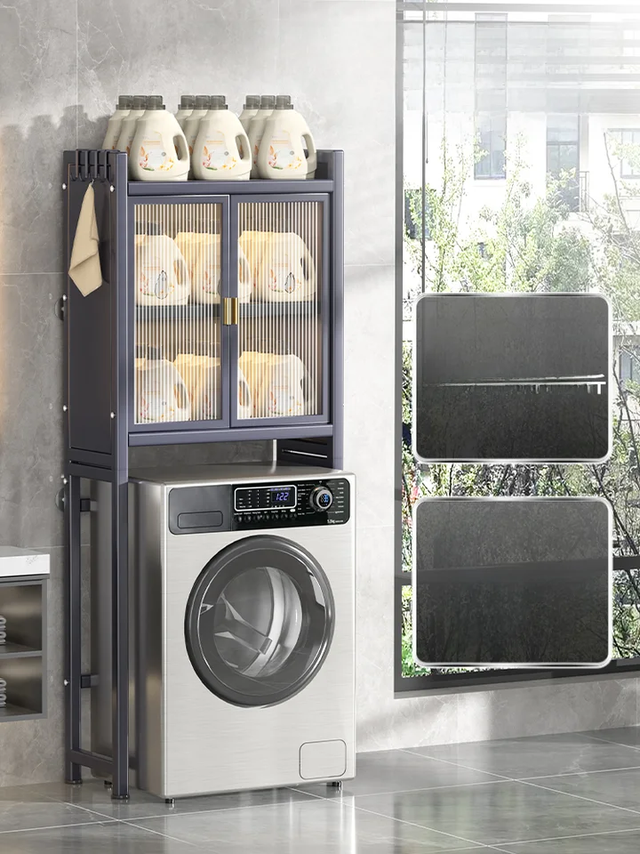 収納棚 洗濯機 スペース節約 多用途 ステンレス モダンデザイン