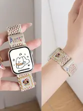Apple Watch用 バンド レディース ナイロン織り ビビッドカラー グラフィック柄 マグネット式 夏 おしゃれ 上品
