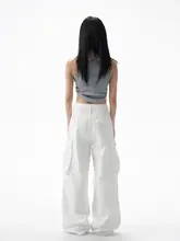 ホワイトアメリカンホットガールストレートワークウェアジーンズ