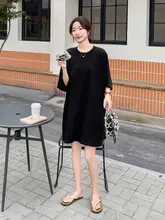 黒のTシャツワンピースとシースルーのスカート【夏の重ね着スタイル・女性用】（セットアップ対応）