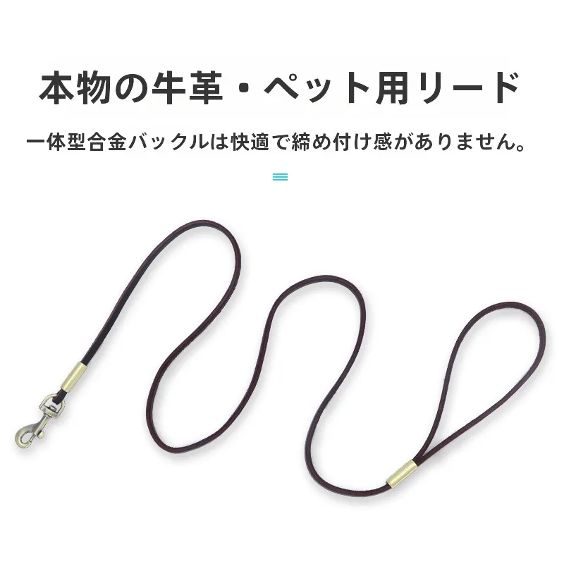 犬のお散歩グッズをコスパ良く揃える方法 - 牛革製リードの長さ130cmと防脱出設計