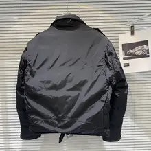 斜め金属ファスナー付きの保温バイカージャケット【白鹅绒・冬用】