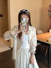 デザイン性豊かなカラフルドットシャツ【夏用・大きいサイズ・薄手・日焼け防止】（セットアップ対応 ）