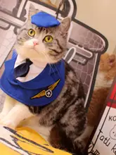 可愛いパイロット制服のペット用服【首巻きデザイン・猫と犬用・飛行機のコスチューム】