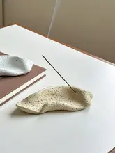 芸術的なデザインのデスクトップ香立て【長方形・侘び寂び風・石質感】