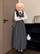 洗練されたデザインの長袖シャツキャミソールワンピース【春用・フレアスカート・韓国風】（  セットアップ対応）