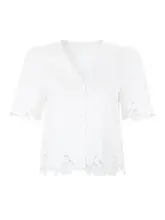 高密度コットン刺繍ホワイトシャツ【夏用・フレンチスタイル・通勤対応】