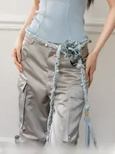 手作り編みこみウエストベルト【ビーズチェーン・ドレスのアクセント・万能デザイン】