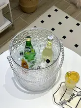 デザイン性の高い蓋付きアイスバケット【持ち運び便利・家庭用・ビール・飲料・フルーツ収納】