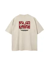 半袖Tシャツ メンズ 綿100% M字プリント ウォッシュ加工 ヘビーウェイト ルーズ カジュアル 夏 「MindError」