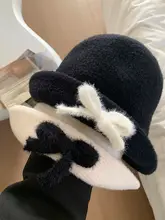優雅なリボンデザインのフィッシャーハット【秋冬用・レトロ・保温性】