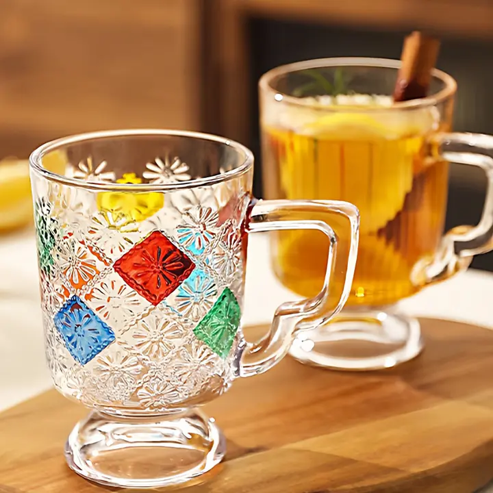 持ち手付きガラスカップ【大容量・飲料用・高デザイン】
