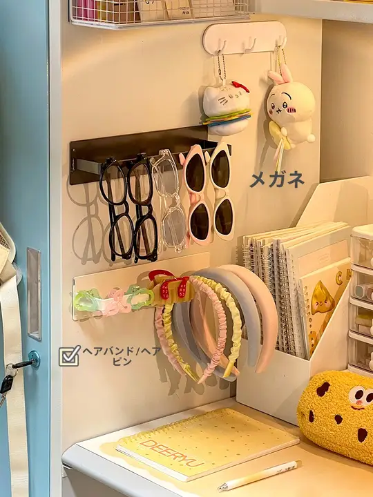 髪飾り収納に便利！マグネット式ヘアバンドホルダー【穴あけ不要・多機能】