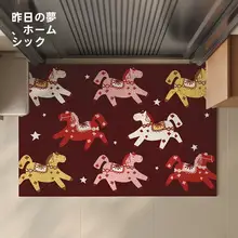 新年用 赤い玄関マット【耐久性・カーニバルデザイン・キッズ向け】