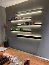 アルミ合金 LEDライト付きシンプル収納ラック【壁掛け・L型・ディスプレイ用】
