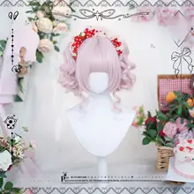 ロリータ風 桃色ローマンカールツインテールウィッグ【全頭用・日系スタイル・かわいらしいデザイン】
