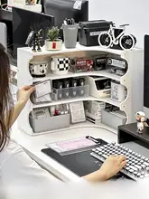 コーナーラック 机上ラック L字型 デスクオーガナイザー オフィス デスク周り 収納 女性向け 小物整理