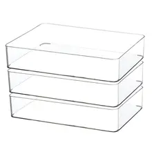 透明な多用途収納ボックス【化粧品・文房具・手帳・カトラリー用・積み重ね可能】