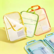 透明なA4ファイルポーチ【U型・小学生用・科目別収納・手提げ・自習・補習用】