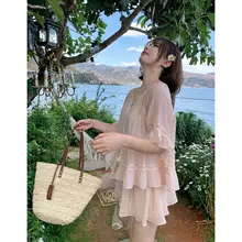 リゾートスタイルの大きいサイズ半袖シャツとショートパンツ【リエサール・リボン付き・夏用】（セットアップ対応）
