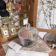 アンティーク風 ガラス製ジュエリーボックス【デスクトップ装飾・耳飾り収納可】