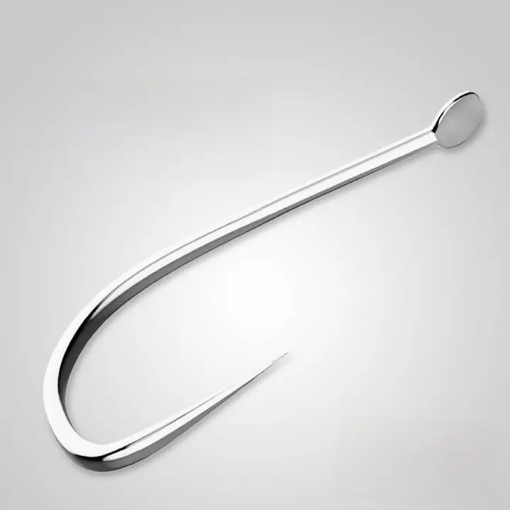カーボンスチール製 白袖釣りフック【ロングハンドル・バーブ付き・バーブなし】