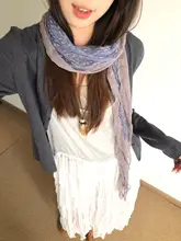 紫色シルクスカーフ【薄手・高級感・レースデザイン・ロングタイプ】