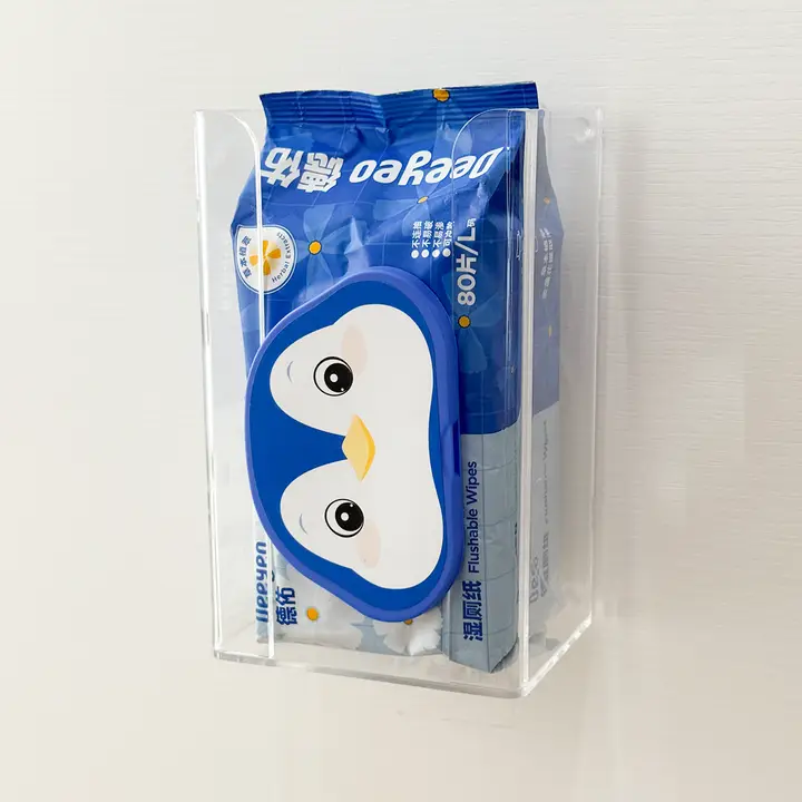 穴あけ不要の壁掛けトイレティッシュボックス【ウェットティッシュ・洗面所用】