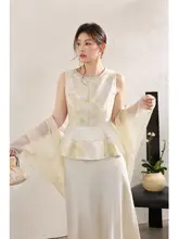 新中式国風デザインのワンピース＆スカート【サテン製・大きいサイズ・秋用・高級感】（セットアップ対応）