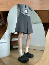 トレンド感溢れるスタイル！ハイウエストの継ぎ目デザインハーフパンツ【女性用・ゆったりワイドレッグ・カジュアルナチュラル】（セットアップ対応）