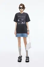 デニム切替のゆったりシルエットワンピース【甘さとクールさを兼ね備えたデザイン】