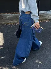 ヴィンテージ風デザインのワイドレッグデニムパンツ【ユニセックス・フィット・カジュアル】