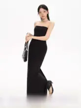 ブラックとピンクのビスチェドレス【夏用・極上の柔らかさ・カップ付き・タイトフィット】