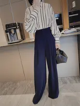 高腰ワイドパンツ【フレアデザイン・スリム効果・ストレート・ドレッシー】