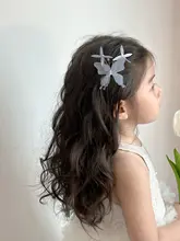 蝶のデザインの子供用ヘアクリップ【網状・側面クリップ・髪飾り】