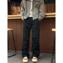 アメリカンレトロデザインのクリーンフィ  ットワークパンツ【大きなポケット・フィット・ストレートレッグ】（セットアップ対応）