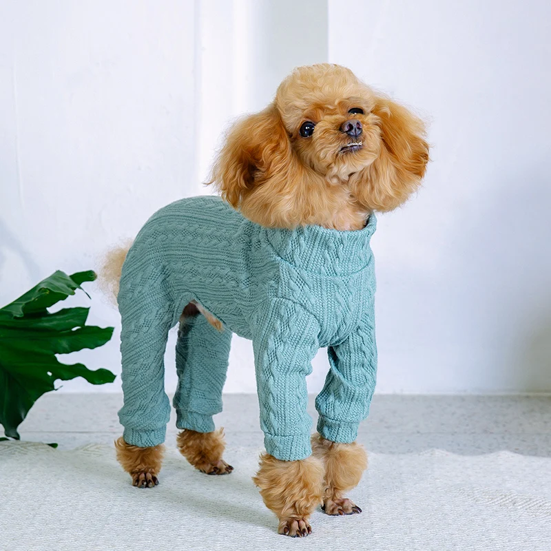 小型犬用四足パンツ・長袖セットアップ テディベアスタイルで秋冬を快適に