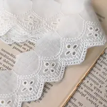 白色コットン刺繍レース生地【DIY・袖口・スカート・カーテン用】