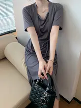 胸下リボンデザインのニットTワンピース【エレガント・優しい雰囲気】