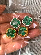 金属製シルバーカラー・グリーンアイスクリスタル宝石ジルコニアピアス【高級感あるデザイン】