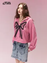 春にぴったり！リボン付きフードワイドパーカー【ポケットデザイン・ゆったりシルエット】