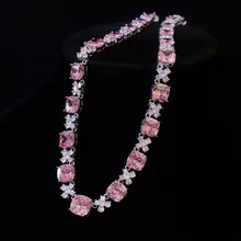 甘美なピンクのロマンティック宝石ネックレス＆イヤリング【フォーマルドレス用・ブライダルアクセサリー】（セットアップ対応）
