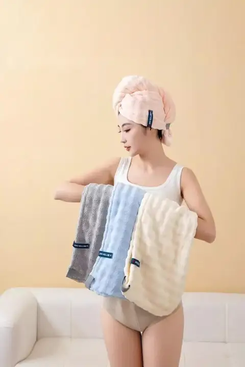極上の柔らかさの吸水速乾ヘアドライキャップ【厚手・家庭用・バスタイム用】
