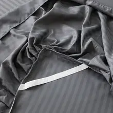 無地サテンストライプシンプルベッドスカートカバー【ダブルベッド用・四季対応】（セットアップ対応）