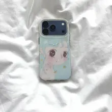 青い髪の大きな目を持つ女の子のスマートフォンケース【iPhone対応・カジュアルデザイン・可愛い】
