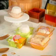 クリアパッケージのココナッツミルクゼリー容器【使い捨て・天地フタ付き・ケーキ用】