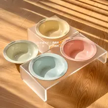 BD アクリル製 猫用食器スタンドと陶器製ボウルセット【カラフルな鉄製フレーム・小型犬対応】