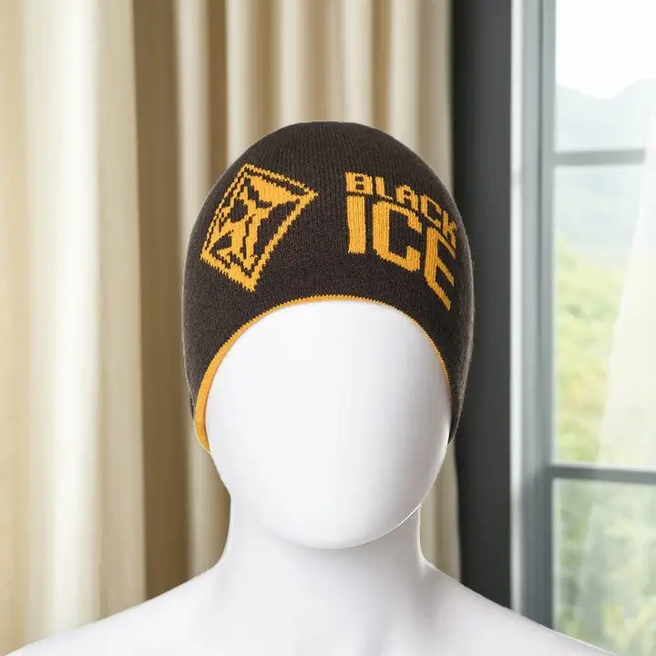 BLACK ICE 男女兼用 二重使用可能なニット帽【秋冬用・保温・耳あて付き】