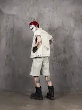 クラック加工のデニムジレ【ビンテージ風・オーバーサイズ】