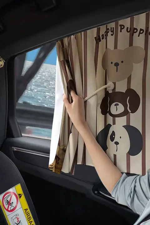 赤ちゃん用 車用サンシェード【カートゥーンデザイン・サイドウィンドウ・断熱効果・プライバシー保護】